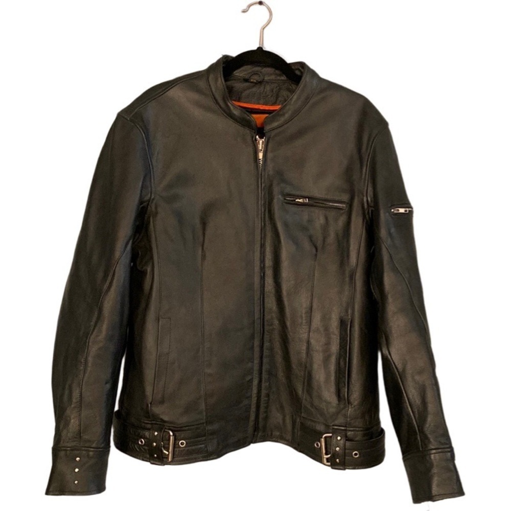 Unik Dark Leather Jacket with Buckles